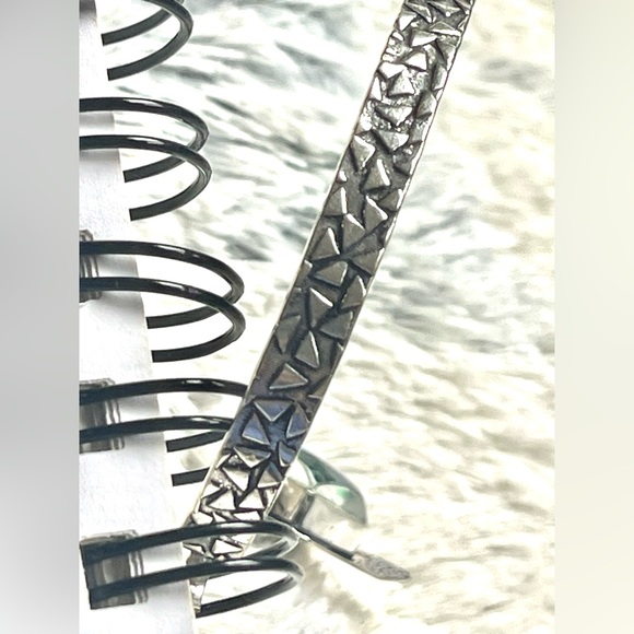 Triplet fire opal sterling silver plated bangle bracelet artisan hand carved - Picture 6 of 10